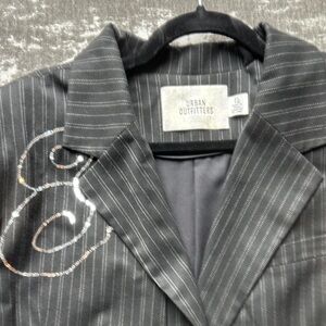 Urban Outfitters Charcoal Pinstripe Blazer with Sequin Accent
